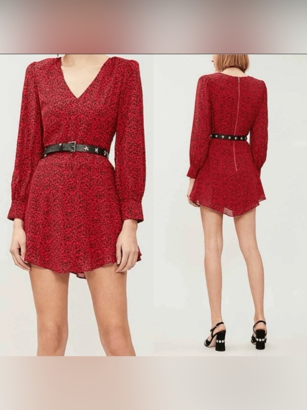 ALICE + OLIVIA Polly Red Leopard Print Lined Fit & Flare Dress Size 10